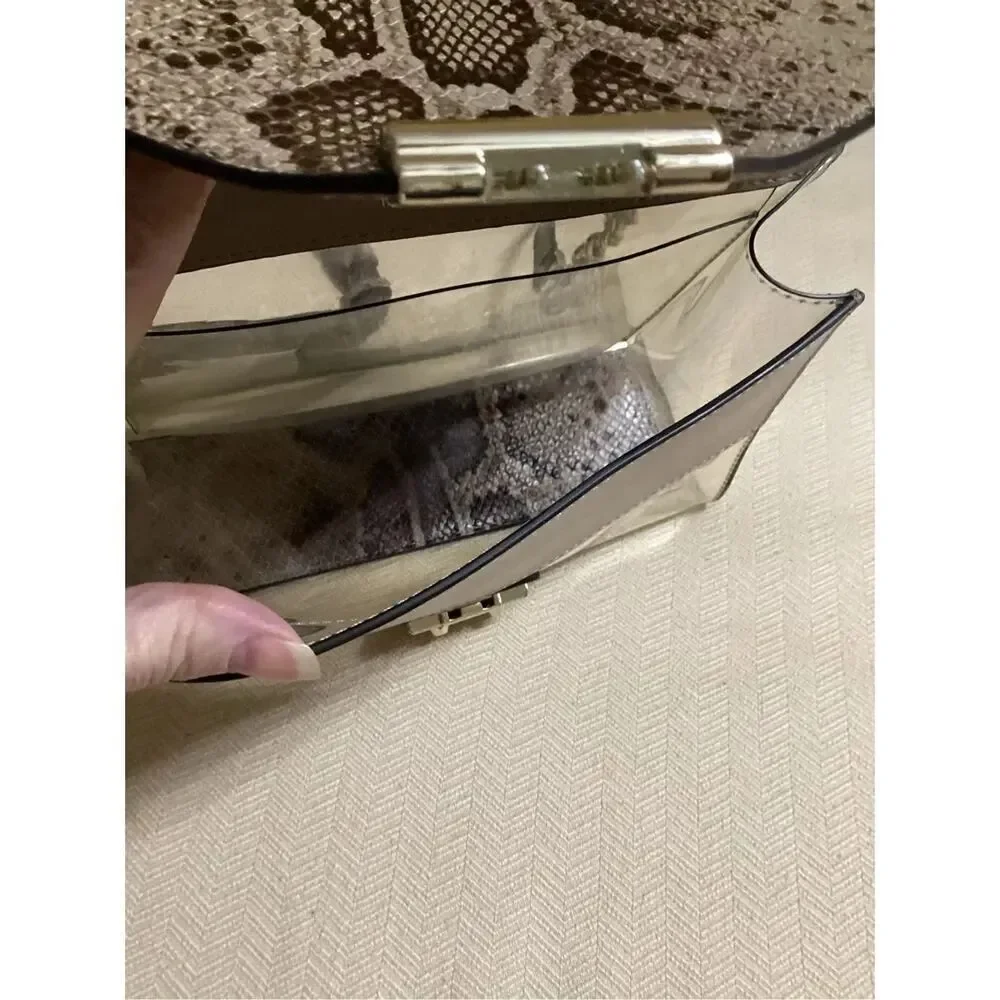 Michael KORS Beige / Brown Python Embossed Leather/ PVC Sloan Top Handle Bag